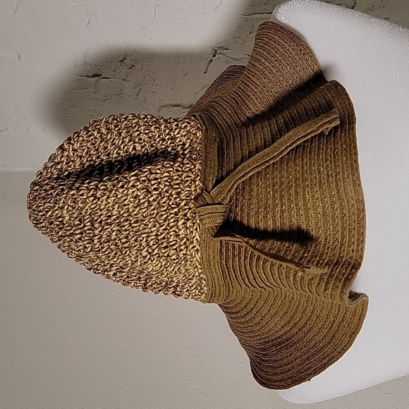 Hat Woven Floppy Sun Head Protection Covering Swimming Vacation Green Tan OS - Picture 5 of 7